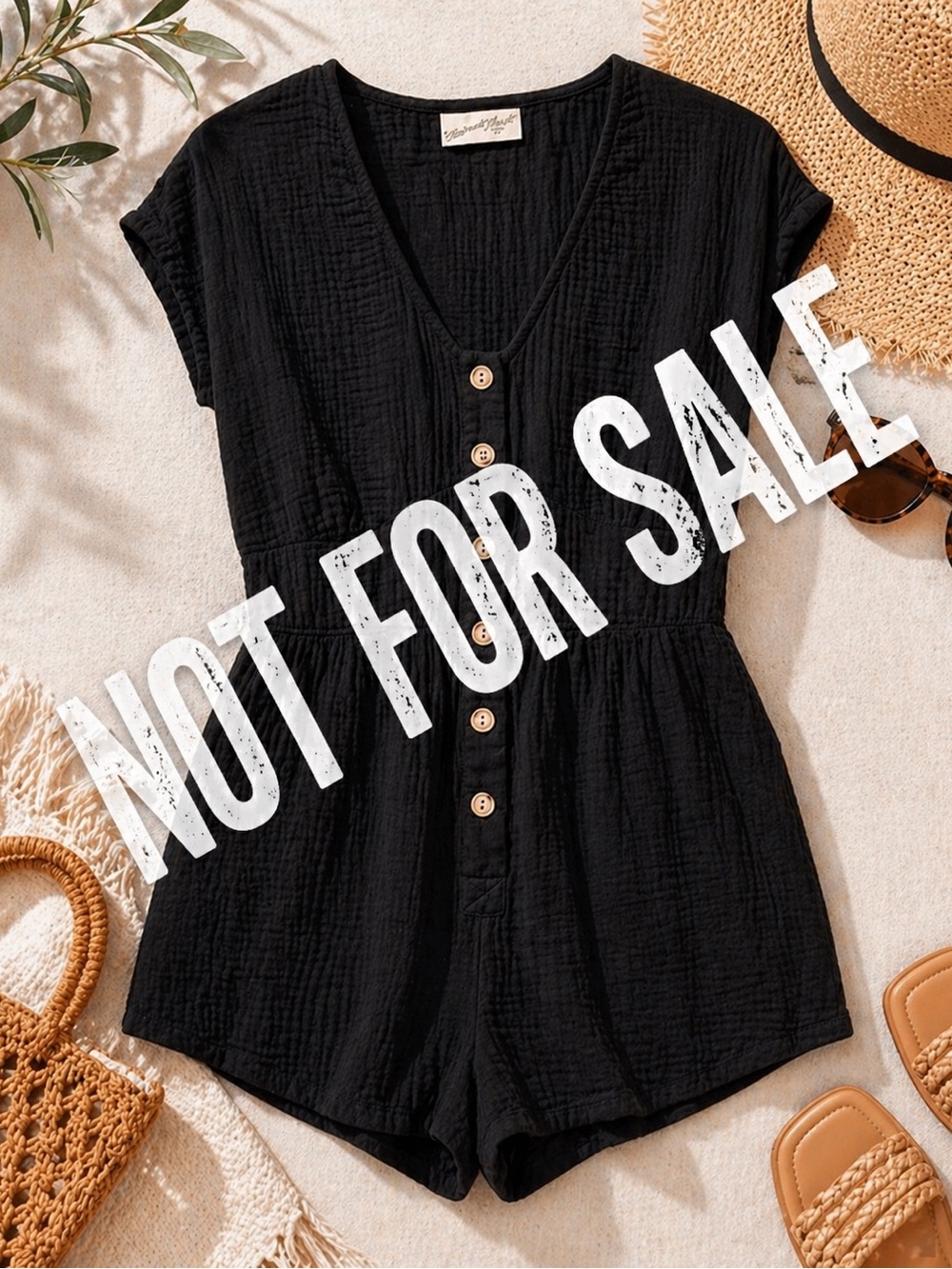 Universal Thread Black Cotton Gauze Romper | Button Front | Size Small